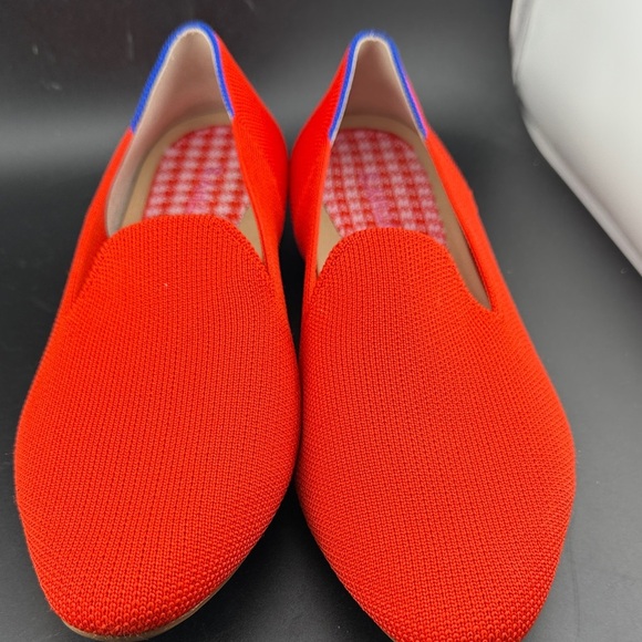 Rothy's Shoes - Rothy's Designer Almond Poppy Bright Red Loafers Blue Trim Flats 8